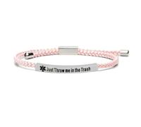 Angyape Just Throw me in The Trash Bracelet, Adjustable Medical Alert ID Bracelet Mens Womens Stainless Steel ID Tag Medical Alert Emergency Bracelet, Metal, no gemstone