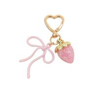Angyape Pink Strawberry Keychain Cute Heart Bow Keychain Purse Bag Charms for Handbags Backpack Kawaii Accessories for Women, Pink, Large
