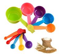Angzhili 10 PCS Measuring Spoons and Cups,Good Grips Plastic Measuring Cups and Spoons for Dry and Liquid Ingredient, Baking Tools, Kitchen Supplies(Mixed Colors)