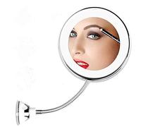Angzhili Magnifying Makeup Mirror 10X with Flexible 360 Degree LED Light,Bathroom Vanity Mirror with Strong Suction Cup, Makeup Mirror,Natural Daylight LED,Cordless & Compact Travel Mirror