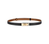 ANHAISHUILV Women's Skinny Leather Belt with Adjustable Golden Turn-Lock Buckle - Ideal for Dresses, Jeans, and Coats, Black, Standard