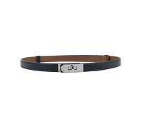 ANHAISHUILV Women's Skinny Leather Belt with Adjustable Silver Turn-Lock Buckle - Ideal for Dresses, Jeans, and Coats, Black, Dark Blue / Silver, Standard