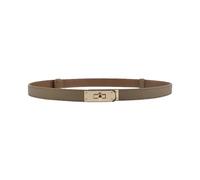 ANHAISHUILV Women's Skinny Leather Belt with Adjustable Silver Turn-Lock Buckle - Ideal for Dresses, Jeans, and Coats, Black, Matcha Green / Gold, Standard