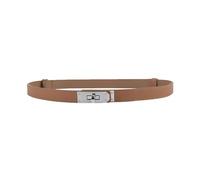 ANHAISHUILV Women's Skinny Leather Belt with Adjustable Silver Turn-Lock Buckle - Ideal for Dresses, Jeans, and Coats, Black, Caramel / Silver, Standard