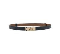 ANHAISHUILV Women's Skinny Leather Belt with Adjustable Silver Turn-Lock Buckle - Ideal for Dresses, Jeans, and Coats, Black, Dark Blue / Gold, Standard