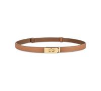 ANHAISHUILV Women's Skinny Leather Belt with Adjustable Silver Turn-Lock Buckle - Ideal for Dresses, Jeans, and Coats, Black, Caramel, Standard