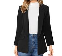ANHATUIV Blazers for Women UK Long Sleeve Open Front Suit Cardigan Plus Size Lightweight Plain Blazer with Pockets Oversized Long Classic Formal Jacket Workwear Buttonless V Neck Business Coat