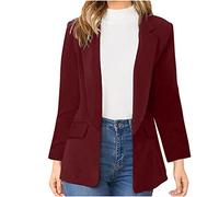 ANHATUIV Blazers for Women UK Long Sleeve Open Front Suit Cardigan Plus Size Lightweight Plain Blazer with Pockets Oversized Long Classic Formal Jacket Workwear Buttonless V Neck Business Coat