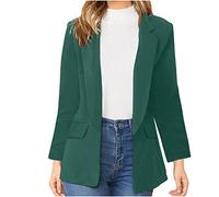 ANHATUIV Blazers for Women UK Long Sleeve Open Front Suit Cardigan Plus Size Lightweight Plain Blazer with Pockets Oversized Long Classic Formal Jacket Workwear Buttonless V Neck Business Coat