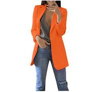 ANHATUIV Blazers for Women UK Plus Size Notched Collar Formal Jacket Long Sleeve Loose Open Front Suit Coat with Large Pockets Long Plain Classic Blazer Cardigan Trench Coat for Business Office