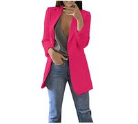 ANHATUIV Blazers for Women UK Plus Size Notched Collar Formal Jacket Long Sleeve Loose Open Front Suit Coat with Large Pockets Long Plain Classic Blazer Cardigan Trench Coat for Business Office