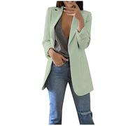 ANHATUIV Blazers for Women UK Plus Size Notched Collar Formal Jacket Long Sleeve Loose Open Front Suit Coat with Large Pockets Long Plain Classic Blazer Cardigan Trench Coat for Business Office