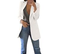 ANHATUIV Blazers for Women UK Plus Size Notched Collar Formal Jacket Long Sleeve Loose Open Front Suit Coat with Large Pockets Long Plain Classic Blazer Cardigan Trench Coat for Business Office