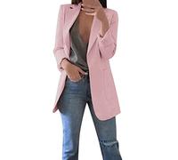 ANHATUIV Blazers for Women UK Plus Size Notched Collar Formal Jacket Long Sleeve Loose Open Front Suit Coat with Large Pockets Long Plain Classic Blazer Cardigan Trench Coat for Business Office