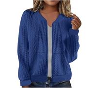 ANHATUIV Cardigan Sweaters For Women Uk Full Zip Jacket Long Sleeve Sweatshirt With Pockets Cable Knit Coat Lightweight Bomber Jacket Elegant Fall Outfits Casual Pullover Bolero Female Jacket Coat