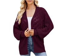 ANHATUIV Cardigans for Women Uk Women Y2K Knitted Sweaters Elegant Hollow Tops Casual Crochet Long Sleeve Cardigan Spring Fall Oversized Knit Coat Jacket Aesthetic Work Office S