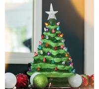 ANHATUIV Ceramic Christmas Tree Table Decoration Light up Christmas Tree Aesthetic Room Home Decor with Star Topper Multicolor Vintage Christmas Kitchen Shiny Home Holidays Decor Bulb and Star (A)