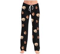 ANHATUIV Custom Pyjama Trousers Personalised Pyjamas Pants With Pockets Plus Size Customised Christmas Sleepwear For Women Men Custom Pajama Pants Bottoms Funny Pj Pants With Photo Dog Face Holiday