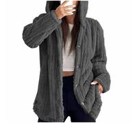 ANHATUIV Fleece Jacket Women Fluffy Thick Cardigans with Hood Winter Warm Open Front Long Sleeve Solid Color Plush Coats Outwear Ladies Comfy Soft Fluffy Plus Size Pockets Overcoat Cardigan Jacket