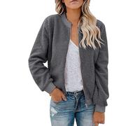 ANHATUIV Fleece Jacket Women Full Zip Sweatshirt Ladies Lightweight Long Sleeve Jackets Winter Warm Plush Coat Microfleece Crewneck Coats with Pockets for Sport Club Active Casual