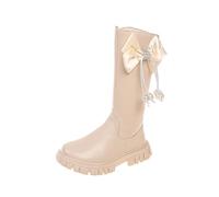 ANHATUIV Girls Long Boots Size 26-29, Knot Bow, Shiny Tassel, Side Zipper, Long Shaft, Faux Leather, Water Resistant, Winter Thermal, Kids Princess Shoes