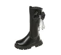 ANHATUIV Girls Long Boots Size 26-29, Knot Bow, Shiny Tassel, Side Zipper, Long Shaft, Faux Leather, Water Resistant, Winter Thermal, Kids Princess Shoes
