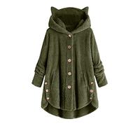 ANHATUIV Jackets for Women Uk Fluffy Hoodie Womens Sherpa Fleece Pullover Womens Cat Ear Cute Sweatshirt Fuzzy Teddy Bear Coat Winter Long Sleeve Tops 2024 Soft Warm Outerwear Lounge Wear with Pocket