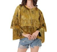 ANHATUIV Jackets For Women Uk Women'S Cropped Coat Women'S Sequin Fringe Bomber Jackets Sparkly Tassel Hem Hiphop Long Sleeve Tinsel Fringe Jacket Long Sleeve Open Front Jacket Y2K Streetwear