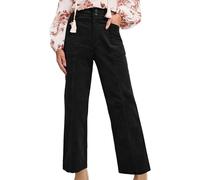 ANHATUIV Ladies Trousers Cotton Corduroy Trousers Women Straight Leg Pants With Pockets Button Full Length Trousers Pull On Cord Trouser Casual Sweatpants Regular Fit Pants Work Office Pants Sportwear