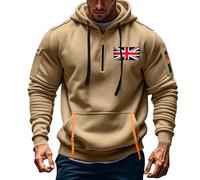 ANHATUIV Mens 1/4 Zip Pullover Hoodie Hoodies for Men Quarter Zip Pullover Tactical Sweatshirt Union Jack Colour Desert Storm Pullover Vintage Long Sleeve Casual Fashion Hoodie with Pockets 3XL