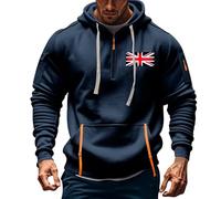 ANHATUIV Mens 1/4 Zip Pullover Hoodie Hoodies for Men Quarter Zip Pullover Tactical Sweatshirt Union Jack Colour Desert Storm Pullover Vintage Long Sleeve Casual Fashion Hoodie with Pockets 3XL