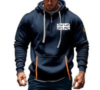 ANHATUIV Mens 1/4 Zip Pullover Hoodie Hoodies for Men Quarter Zip Pullover Tactical Sweatshirt Union Jack Colour Desert Storm Pullover Vintage Long Sleeve Casual Fashion Hoodie with Pockets L