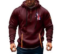 ANHATUIV Mens 1/4 Zip Pullover Hoodie Hoodies for Men Quarter Zip Pullover Tactical Sweatshirt Union Jack Colour Desert Storm Pullover Vintage Long Sleeve Casual Fashion Hoodie with Pockets 3XL