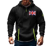 ANHATUIV Mens 1/4 Zip Pullover Hoodie Hoodies for Men Quarter Zip Pullover Tactical Sweatshirt Union Jack Colour Desert Storm Pullover Vintage Long Sleeve Casual Fashion Hoodie with Pockets 3XL