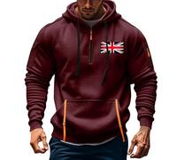 ANHATUIV Mens 1/4 Zip Pullover Hoodie Hoodies for Men Quarter Zip Pullover Tactical Sweatshirt Union Jack Colour Desert Storm Pullover Vintage Long Sleeve Casual Fashion Hoodie with Pockets XL