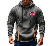 ANHATUIV Mens 1/4 Zip Pullover Hoodie Hoodies for Men Quarter Zip Pullover Tactical Sweatshirt Union Jack Colour Desert Storm Pullover Vintage Long Sleeve Casual Fashion Hoodie with Pockets XXL