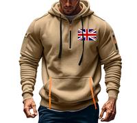 ANHATUIV Mens 1/4 Zip Pullover Hoodie Hoodies for Men Quarter Zip Pullover Tactical Sweatshirt Union Jack Colour Desert Storm Pullover Vintage Long Sleeve Casual Fashion Hoodie with Pockets M