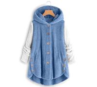ANHATUIV Oversized Sweatshirt Women Fleece Jacket Christmas Lightweight Plush Jacket Winter Xmas Fluffy Warm Hoodie Casual Hooded Fuzzy Coat Outerwear Button Warm Jumper Autumn Oversized Hoodies