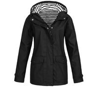 ANHATUIV Rain Coats for Women Hooded Drawstring Raincoat Ladies Jackets Breathable Waterproof Jackets Zipper Rain Coats Hiking Cycling Windbreaker Plus Size Lightweight Softshell