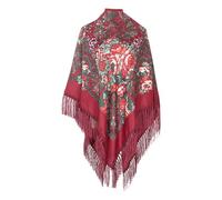 ANHATUIV Shawls and Wraps For Women Russian Traditional Scarf Paisley Shrugs Elegant Party Long Fringes Neck Head Shawl Retro Scarf Floral Poncho Ukrainian Scarf Retro Wraps 01 Wine One Size