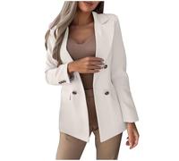 ANHATUIV Suit Jackets for Women UK Plus Size Large Lapel Collar Blazer Coat Long Classic Solid Color Suits Cardigan Double Breasted Causal Open Front Jacket with Buttons Cuffs for Business Event