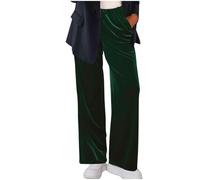 ANHATUIV Velvet Trousers for Women UK Wide Straight Leg Pants Velour Palazzo Trousers Baggy Casual Work Trousers Plain Loose Sweatpants Ladies Elasticated Trouser Pants Office Army Green XXL