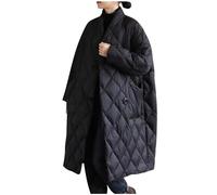 ANHATUIV Winter Coats for Women UK Long Puffer Coats Lightweight Diamond Quilted Jacket Padded Jacket Knee Length Coat Lapel Collar Button Up Cardigans Long Puffer Coat Warm Coats