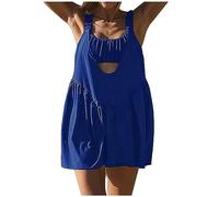 ANHATUIV Women Activewear Jumpsuit Tennis Playsuits Sleeveless Hollow Front Dungarees Shorts Solid Wide Leg Rompers Shorts Yoga Workout Jumpsuits Sportswear Y2K Jumpsuits Blue L