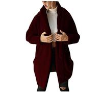 ANHATUIV Women Teddy Jacket Coat Women's Fluffy Coats Faux Oversized Jacket Outwear Coat with Pockets Comfy Long Sleeve Overcoat Mid-Length Warm Teddy Fleece Cardigans Trendy Jackets L