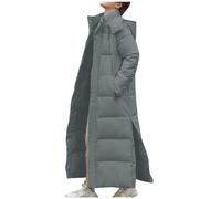 ANHATUIV Women Thickened Long Down Jacket Hooded Maxi Winter Puffer Outerwear Parka Coat with Belt Long Padded Puffer Coat Winter Warm Cotton Quilted Jacket Parka with Removable Faux Fur Hood