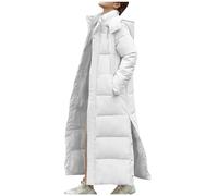 ANHATUIV Women Thickened Long Down Jacket Hooded Maxi Winter Puffer Outerwear Parka Coat with Belt Long Padded Puffer Coat Winter Warm Cotton Quilted Jacket Parka with Removable Faux Fur Hood