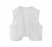 ANHATUIV Women Vintage Embroidered Waistcoat Floral Gilets Open Front Sleeveless Cardigan Boho Summer Short Vest French Fashion Y2K Flower Embroidered Cardigan Sleeveless Cotton Vests Top Xs