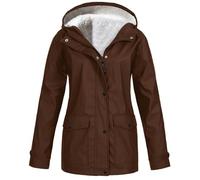 ANHATUIV Women Waterproof Jacket Fleece Lined Jacket Waterproof Windbreaker Hooded Raincoat Ladies Parka Coats Plus Size Winter Warm Overcoat Outdoor Windproof Outfits Camping Hiking