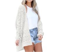 ANHATUIV Womens Cardigan Long Sleeve Open Front Cardigans Womens Crochet Cardigan Sweater Kimonos Boho Solid Color Oversized Fall Netted Crochet Cardigans Sweaters XXL